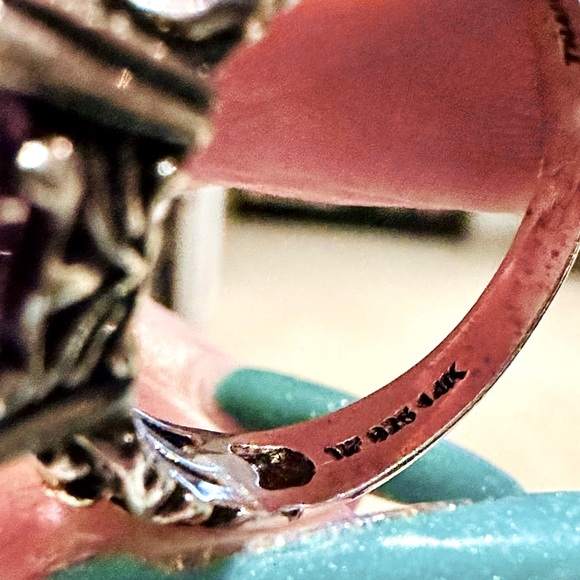 Sterling Silver 14k Yellow Gold Amethyst Fashion Ring - Picture 5 of 8